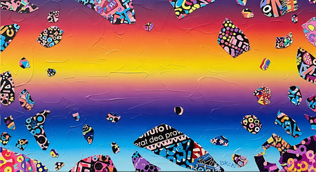 abstract colorful background with geometric shapes in the style of the 80sの素材