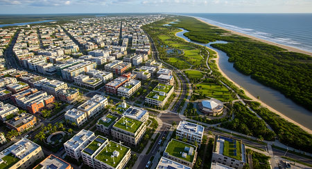 Aerial view of the city of Orenburg, Burgas Region, Bulgariaの素材