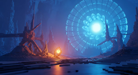 Futuristic sci-fi background. 3d rendering, 3d illustration.の素材