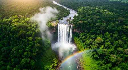 Aerial view of Rainbow Falls, Victoria Falls, Queensland, Australiaの素材