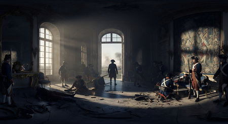 Fantasy scene with people in a dark room. 3d renderingの素材