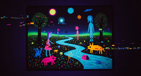 Children's illustration of a group of children playing in the park.の素材