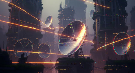 Abstract 3d illustration of a futuristic city. Futuristic city.の素材