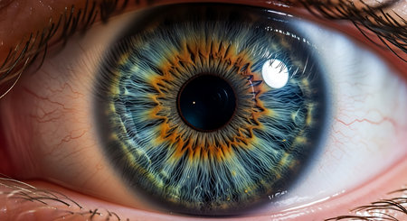 Close up view of human eye with iris. Conceptual imageの素材