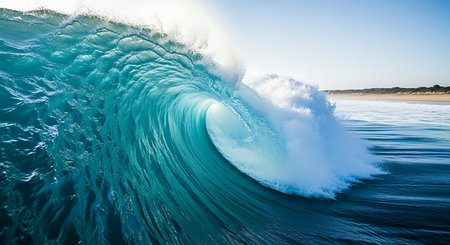 Blue Ocean Wave in the Atlantic Ocean. Great Ocean Wave Background.の素材
