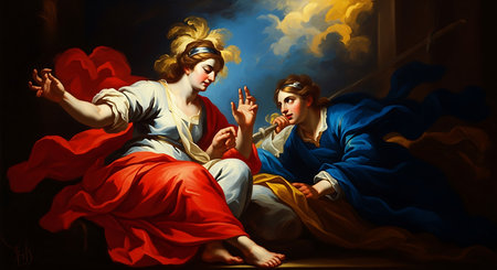 Portrait of the Virgin Mary and the baby Jesus in the churchの素材