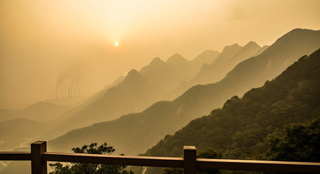 Mountain landscape at sunset.の素材