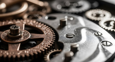 Detail of clockwork, gears and cogwheels from old mechanismの素材