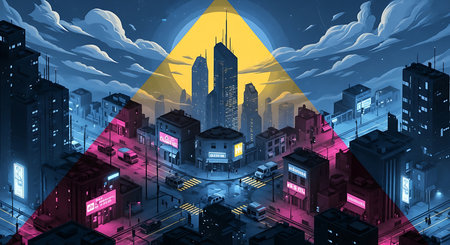 Vector illustration of the city with the flag of the ukraineの素材