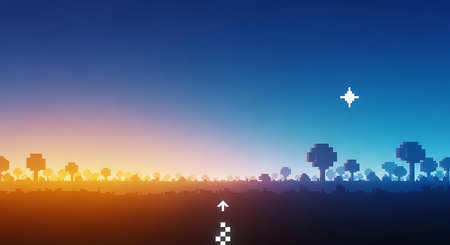 Futuristic cityscape with skyscrapers at sunset. Vector illustration.の素材