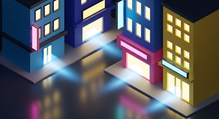 Night city. Vector illustration in isometric projection. Eps 10.の素材
