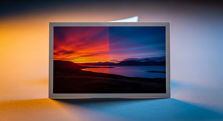 photo frame on the background of the sea at sunset. view from aboveの素材