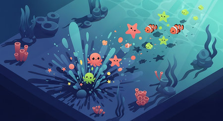 Underwater world. Underwater world. Underwater world. Vector illustrationの素材