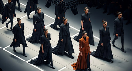 Group of business people walking in a row. 3D rendering.の素材