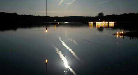Reflection of the sun in the water at sunset. Long exposure.の素材