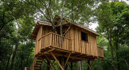 wooden birdhouse in the forest in thailand,Thailandの素材