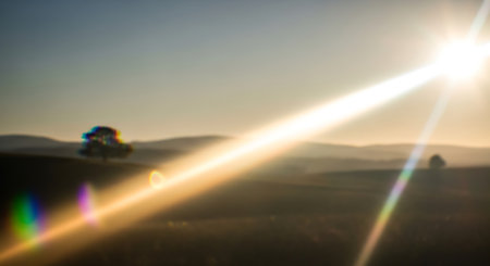 Sunset in the Tuscany, Italy. Blurred abstract backgroundの素材