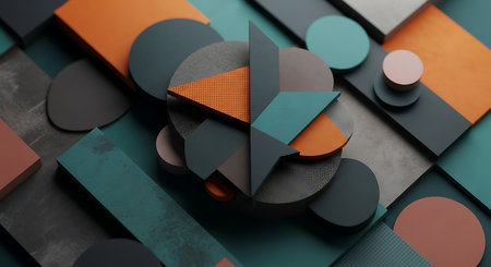 3d rendering of abstract geometric shapes in pastel colors. Creative background design for poster, cover, branding.の素材