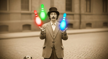 Composite image of man in top hat holding bowling skittlesの素材