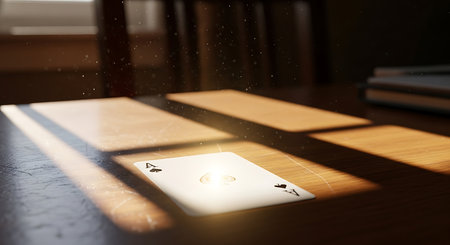 Playing cards on the table with laptop and smartphone. 3d renderingの素材