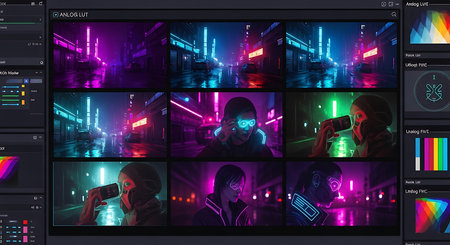 Cyberpunk style video game user interface. 3D Renderingの素材