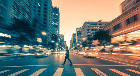 the light trails on the modern building background in shanghai china.の素材