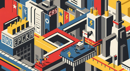 isometric city background, 3d illustration, vector eps10 graphicの素材