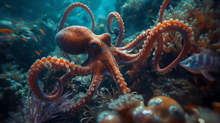 Octopus in the Red Sea, Egypt. Close-up.の素材