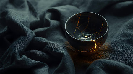 Coffee cup on black fabric background with lighting effect. 3d renderingの素材