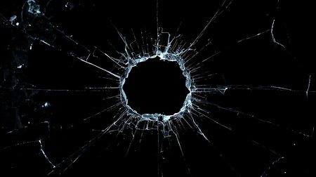 broken glass on a black background, cracks in the glass, abstract backgroundの素材