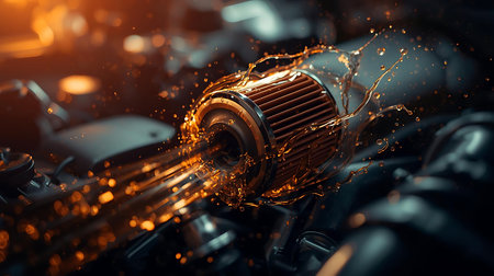 Close up of car engine. Automotive industry concept. 3D Renderingの素材