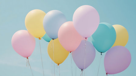 Colorful balloons on blue sky background - vintage effect style pictures.の素材
