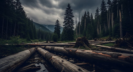 Scenic view of a forest lake in the Carpathian mountainsの素材