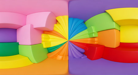 3d render of multicolored abstract background. Colorful geometric shapes.の素材