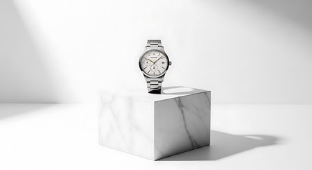 Luxury wristwatch on white background. 3D rendering.の素材