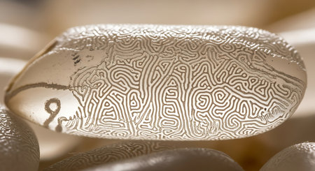 Macro detail of a white coral with a black line on itの素材