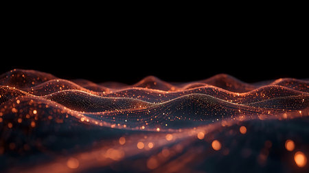 3d rendering of abstract digital particles. Network connection structure. Big data visualization.の素材