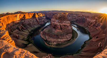 Horseshoe Bend at sunset, Page, Arizona, USAの素材