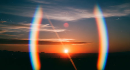 Sunset in the mountains, shooting from the top of the mountainの素材