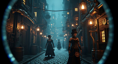 Witch in the old town. Halloween concept. 3D renderingの素材