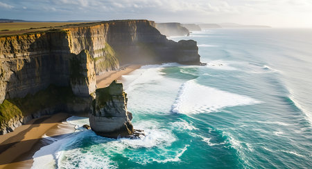 Cliffs of Moher, one of the most beautiful beaches in Irelandの素材