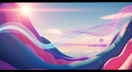 Abstract background with waves and sun. Vector illustration. Eps 10.の素材