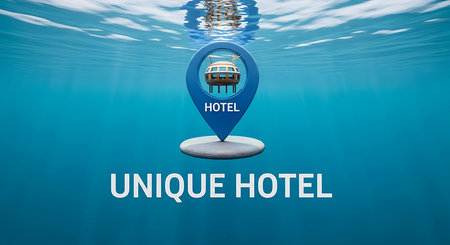 Underwater life concept with boat floating on the surface of the seaの素材