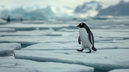 Chinstrap penguin on ice floe in Antarctic Peninsula Antarcticaの素材