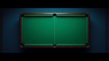 Billiard table with green screen on dark blue background. Vector illustration.の素材