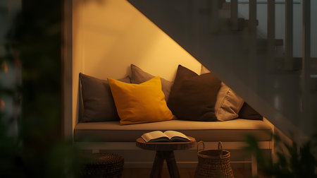 Pillow on sofa in living room. 3d rendering.の素材