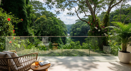 View from the terrace of a villa in the tropicsの素材