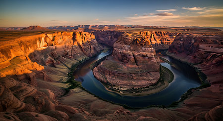 Horseshoe Bend at sunset, Page, Arizona, USAの素材