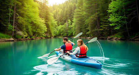 Cup of coffee, croissants and notepad on wooden tableの素材
