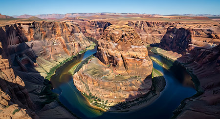 Horseshoe Bend, Arizona, USA. Panoramic view of Horseshoe Bend.の素材